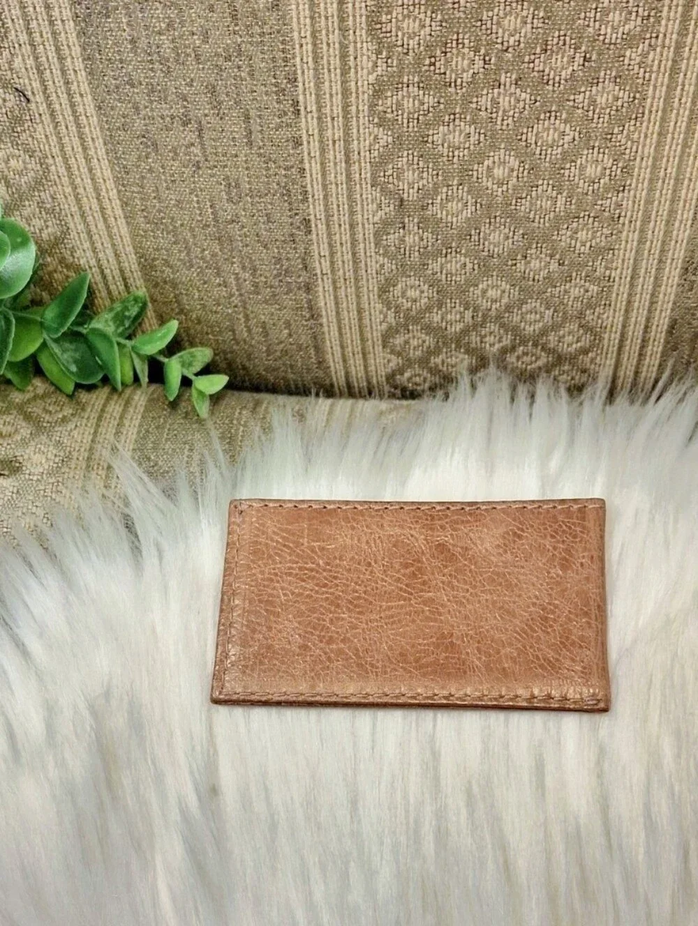 Hammitt Tan Distress Textured Leather Card Sleeve